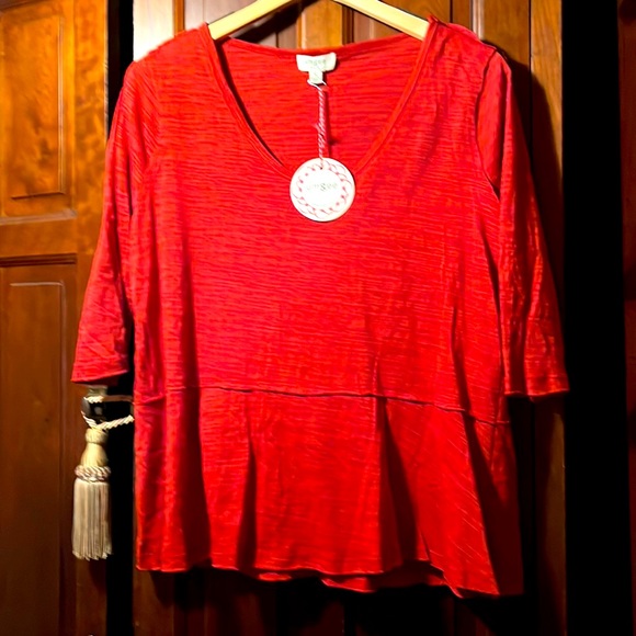 Umgee Heart Jacquard Ruffle Trim Shirt
